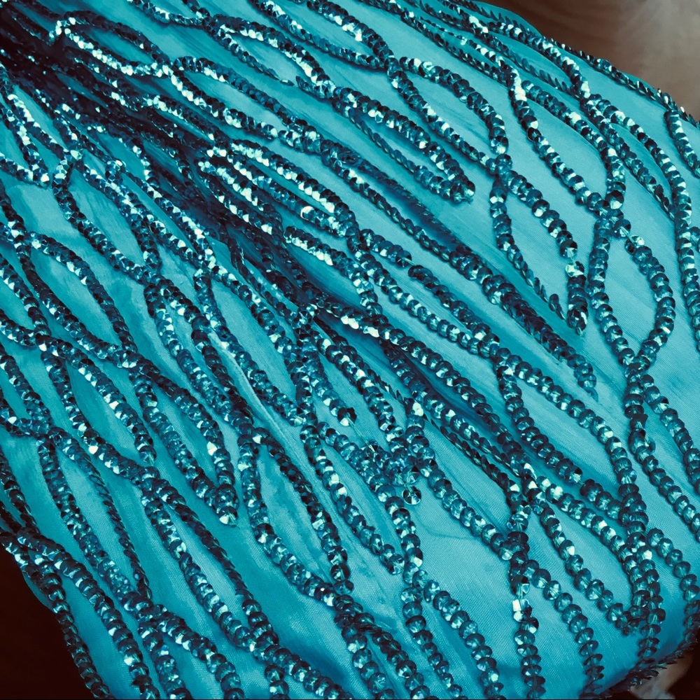 Vintage Teal Sequin Dress Eras Tour Medium Rare - Picture 6 of 11